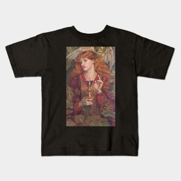 The Damsel of the Sanct Grael, (Holy Grail) by Dante Gabriel Rossetti (1828-1882) Kids T-Shirt by artfromthepast
